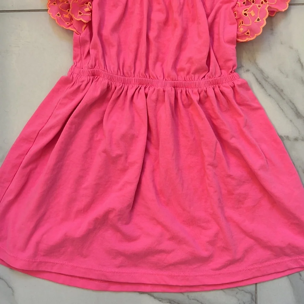Lilly Pulitzer girls dress size small pink dress with orange eyelet detail. - Picture 6 of 11